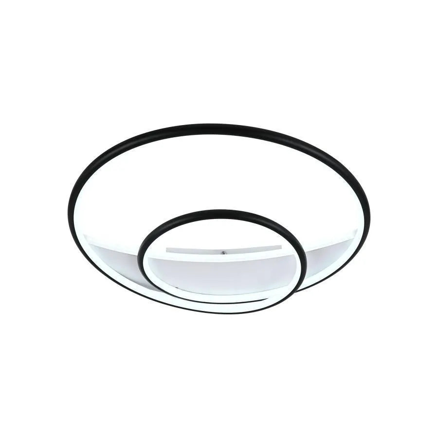 Żyrandol LED RACHEL 120 W z pilotem, 2 okręgi, światło zimne/ciepłe/neutralne, ściemnialny, czarno-biały