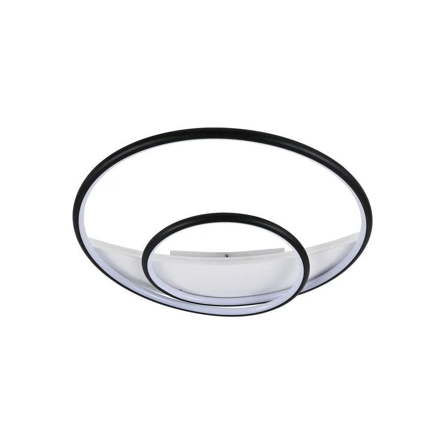 Żyrandol LED RACHEL 120 W z pilotem, 2 okręgi, światło zimne/ciepłe/neutralne, ściemnialny, czarno-biały