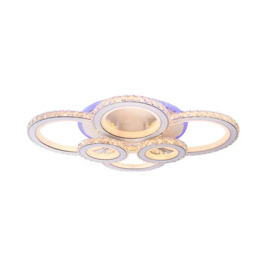 Żyrandol LED NOVA Rotonda z kryształami, 6 źródeł światła, RGB, z pilotem, 154 W, biały i ze stali nierdzewnej
