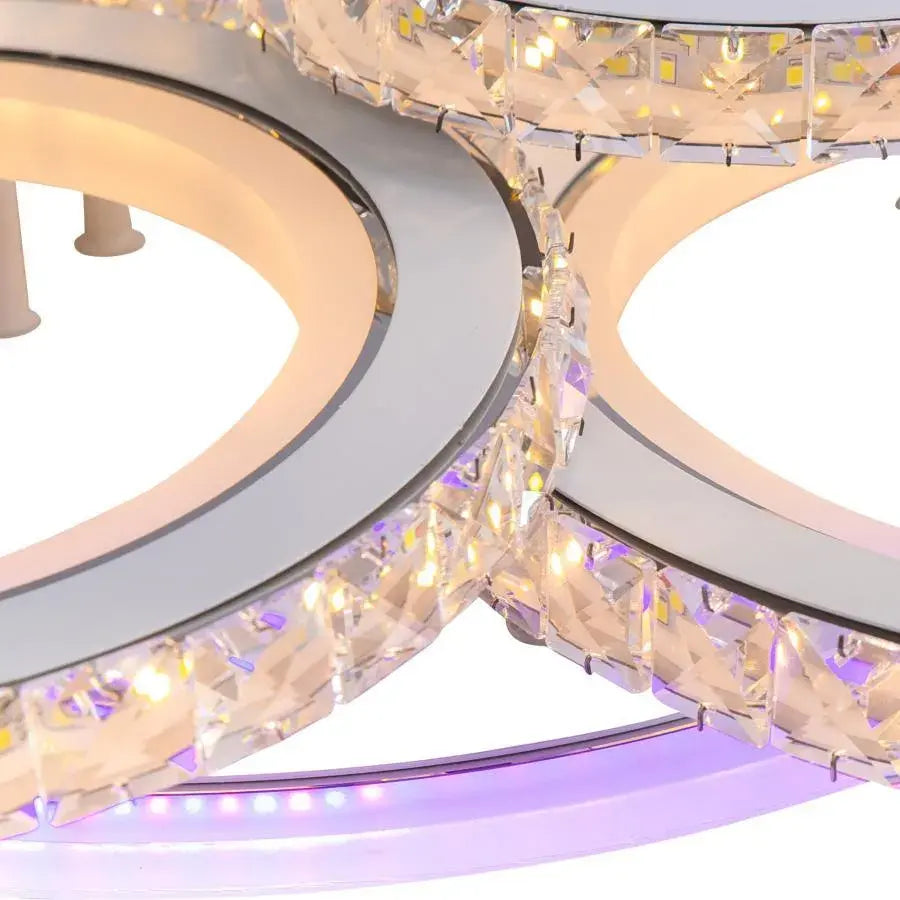 Żyrandol LED NOVA Rotonda z kryształami, 6 źródeł światła, RGB, z pilotem, 154 W, biały i ze stali nierdzewnej
