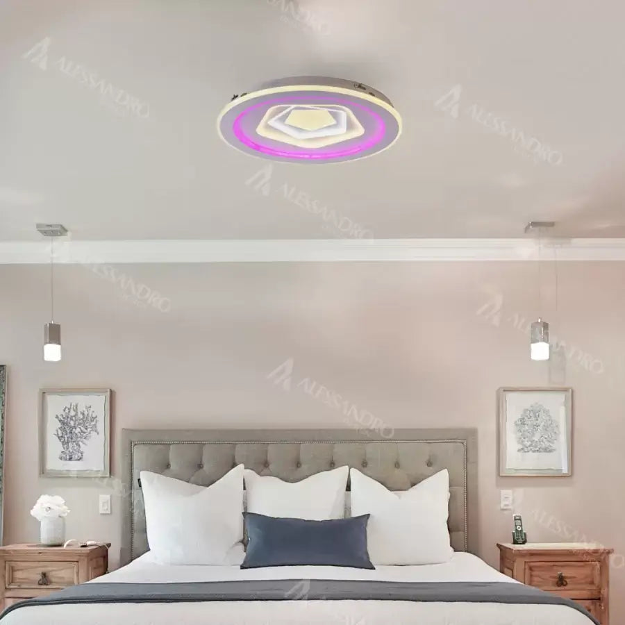 Żyrandol LED z pilotem MEIRA RGB, 180 W, światło zimne/ciepłe/neutralne, ściemnialny, biały