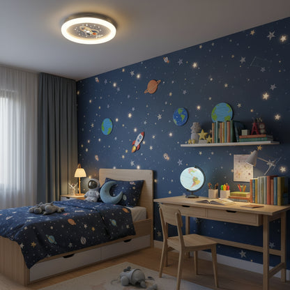 Żyrandol LED ROCKET 49W, średnica 49cm, światło zimne/ciepłe/neutralne, biały niebieski