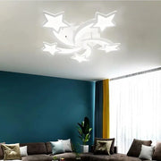 Żyrandol LED z pilotem IPOMOEA 69W, 5 gwiazdek, światło zimne/ciepłe/neutralne, ściemnialny, biały