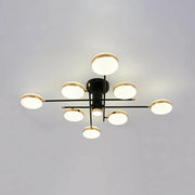 Żyrandol LED z pilotem i kryształem MISEL 154W, 9 elementów, światło zimne/ciepłe/neutralne, możliwość ściemniania, czarne złoto