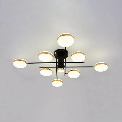 Żyrandol LED z pilotem i kryształem MISEL 154W, 9 elementów, światło zimne/ciepłe/neutralne, możliwość ściemniania, czarne złoto