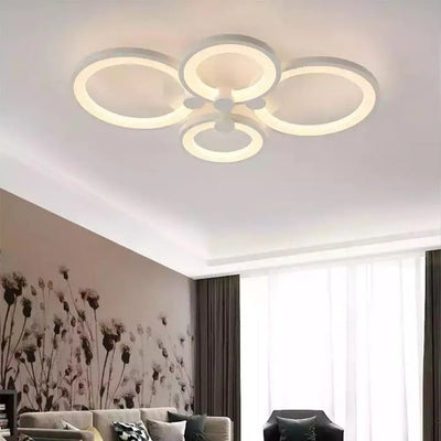 Żyrandol LED z pilotem ALANI 52W, 4 okręgi, światło zimne/ciepłe/neutralne, ściemnialny, biały