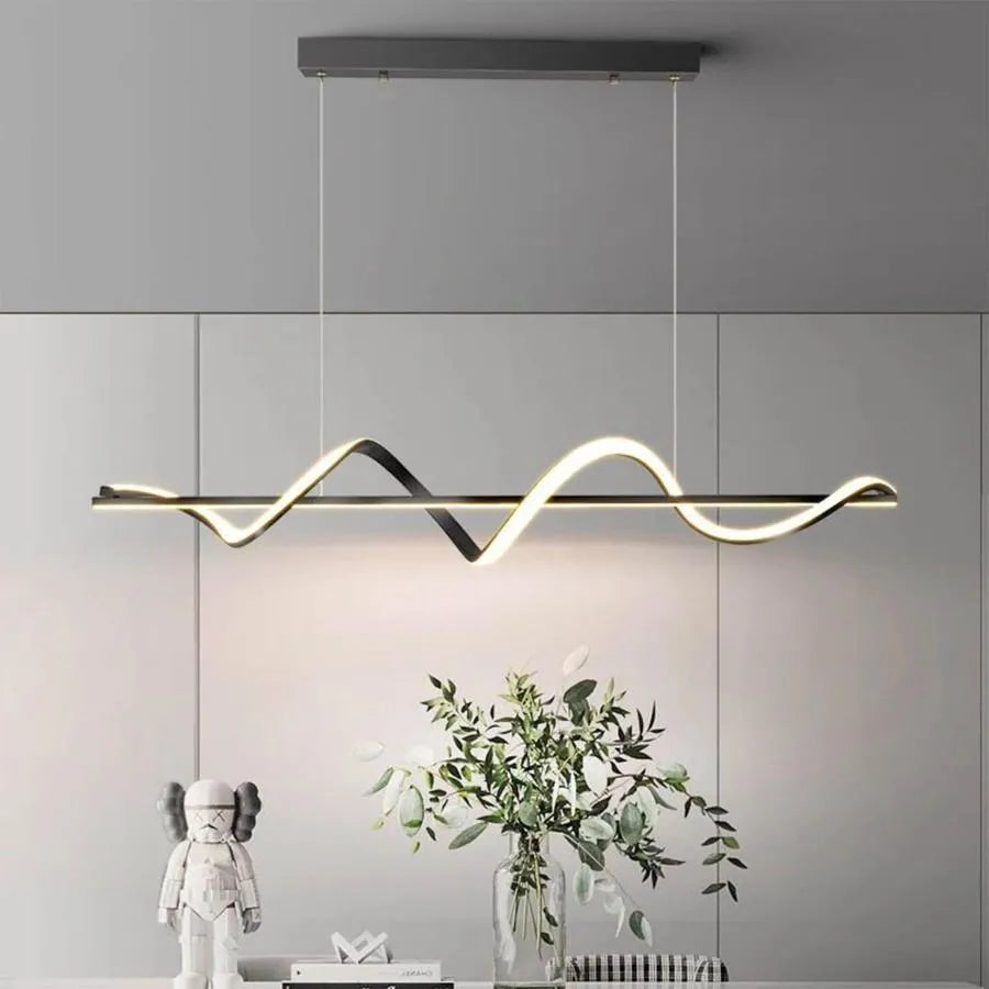 Żyrandol wiszący LED z pilotem AMINIA 80W, liniowy, światło zimne/ciepłe/neutralne, ściemnialny, czarny, regulowana wysokość