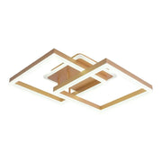 Żyrandol LED z pilotem ARWEN 142 W, 2 kwadraty, światło zimne/ciepłe/neutralne, ściemnialny, złoty