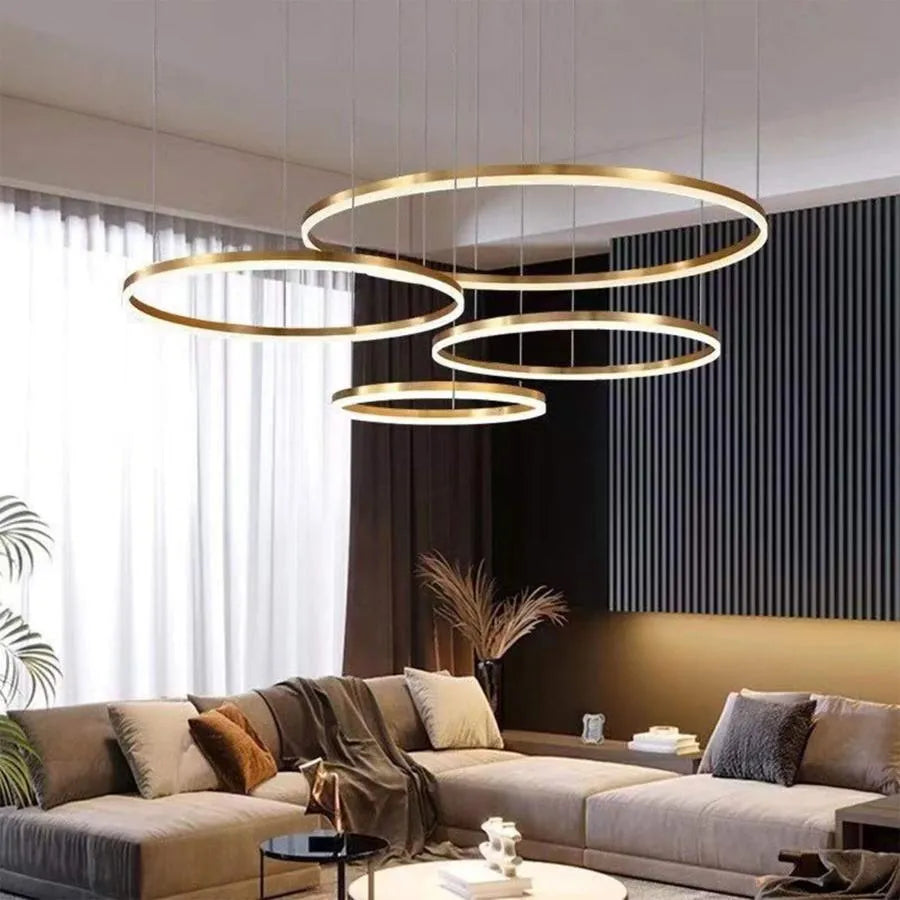Żyrandol LED z pilotem Asinefa 226W ściemnialny biały złoty