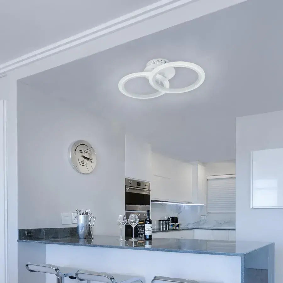 Żyrandol LED z pilotem BETTY, 28 W, 2 okręgi, zimne/ciepłe/neutralne światło, ściemnialny, biały 
