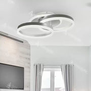 Żyrandol LED LYRA z pilotem, 120 W, 2 koła, ściemnialny, szczotkowane srebro, zimne/ciepłe/neutralne światło 
