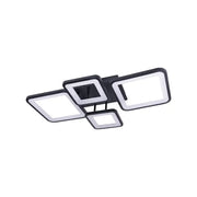 LED żyrandol z pilotem, Ella, 4 kwadraty, 88 W, zimno/gorące/neutralne światło, niestabilne, czarne