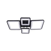 LED żyrandol z pilotem, Ella, 4 kwadraty, 88 W, zimno/gorące/neutralne światło, niestabilne, czarne