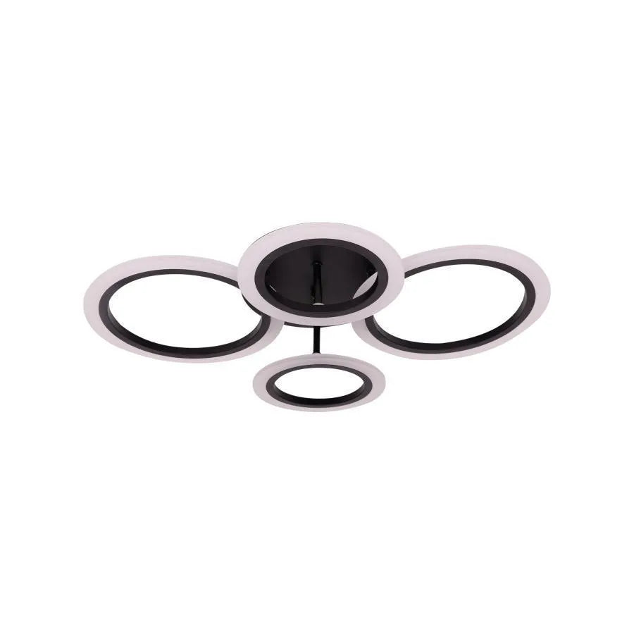 Żyrandol LED BETTY 44W z pilotem, 4 okręgi, światło zimne/ciepłe/neutralne, ściemnialny, czarny