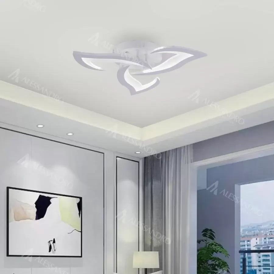 Żyrandol LED z pilotem LOTUS, 48 W, 3 płatki, zimne/ciepłe/neutralne światło, ściemnialny, biały