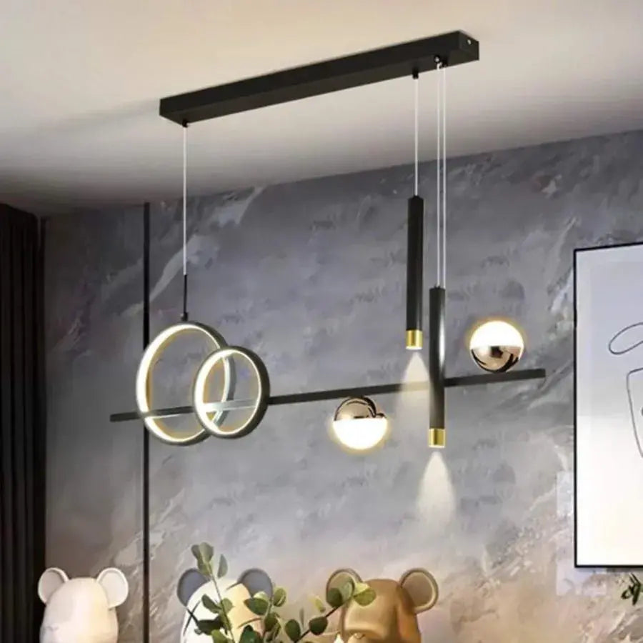 Żyrandol LED z pilotem Damara 55W ściemnialny czarny biały