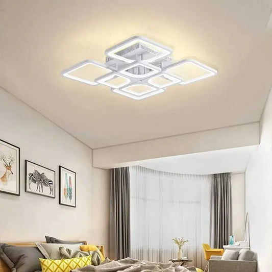 Żyrandol LED z pilotem, ZOE, 8 kwadratów, 135 W, zimne/ciepłe/neutralne światło, ściemnialny, biały