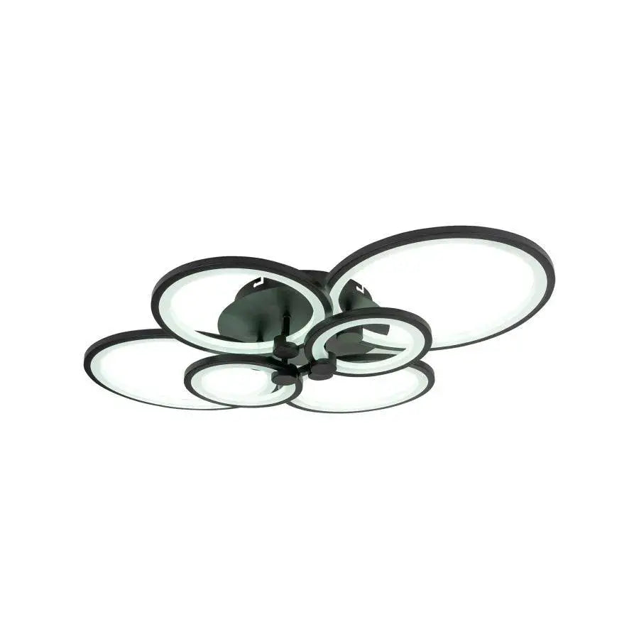 Żyrandol LED z pilotem ALANI 152 W, 6 okręgów, światło zimne/ciepłe/neutralne, ściemnialny, czarny