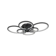 Żyrandol LED z pilotem ALANI 152 W, 6 okręgów, światło zimne/ciepłe/neutralne, ściemnialny, czarny