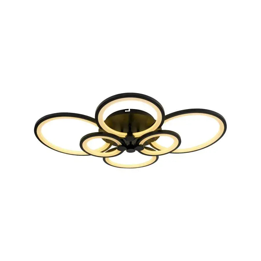 Żyrandol LED z pilotem ALANI 152 W, 6 okręgów, światło zimne/ciepłe/neutralne, ściemnialny, czarny