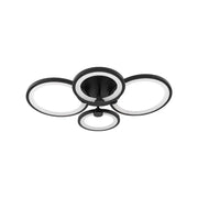 Żyrandol LED z pilotem ALANI 88W, 4 okręgi, światło zimne/ciepłe/neutralne, ściemnialny, czarny
