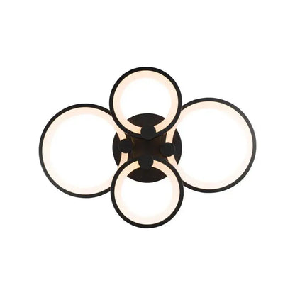 Żyrandol LED z pilotem ALANI 88W, 4 okręgi, światło zimne/ciepłe/neutralne, ściemnialny, czarny