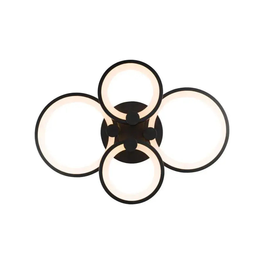 Żyrandol LED z pilotem ALANI 88W, 4 okręgi, światło zimne/ciepłe/neutralne, ściemnialny, czarny