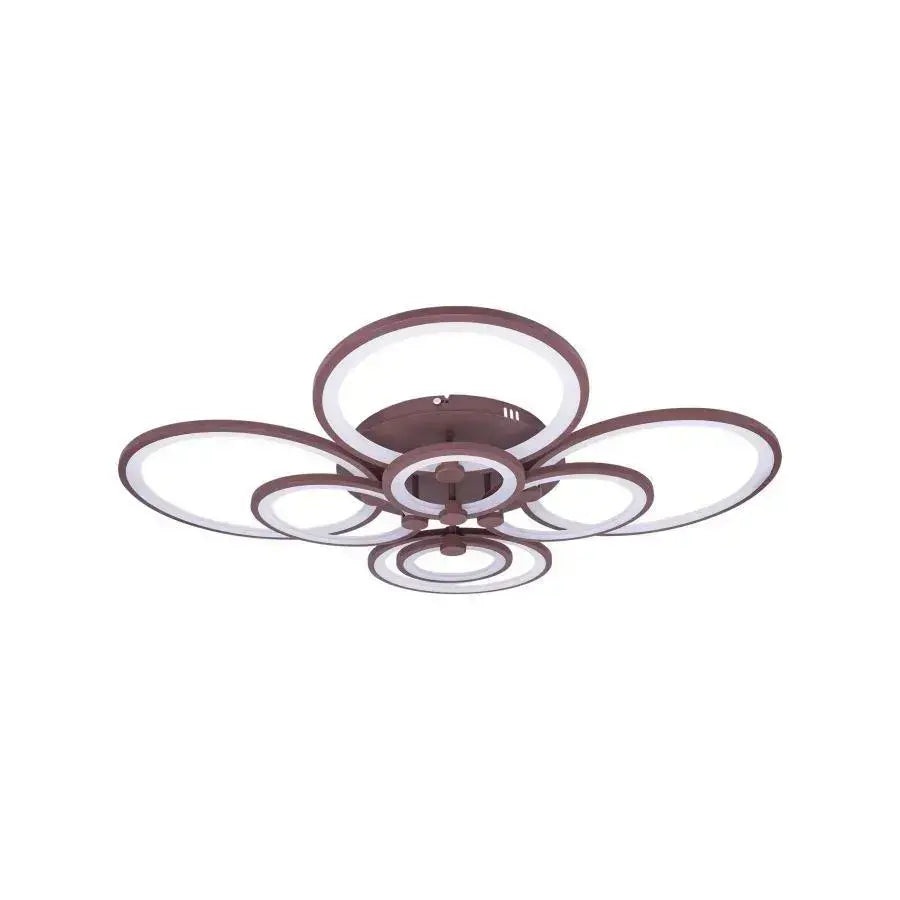 Żyrandol LED 200W Brązowy BETTY - 8 kółek, ściemnialny, zimne/ciepłe/neutralne światło