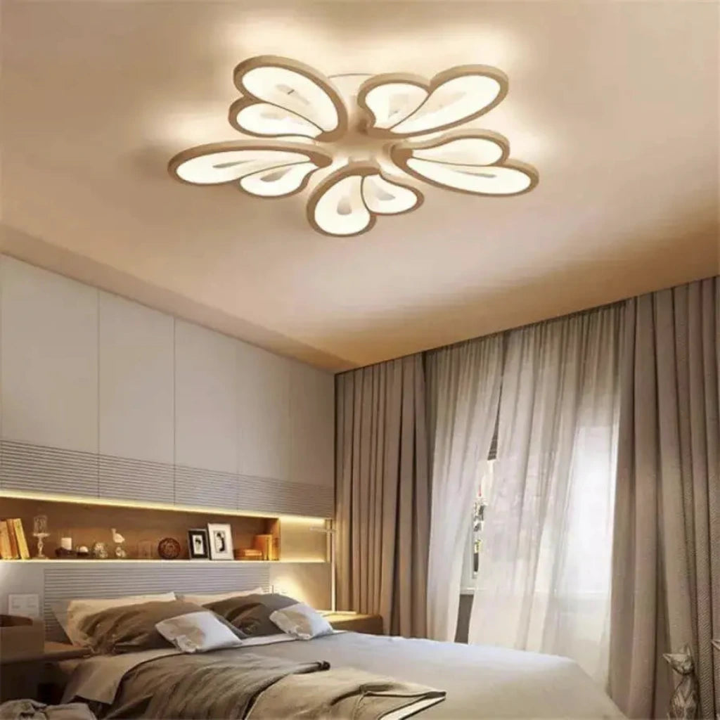 Żyrandol LED z pilotem BLOSSOM, 60 W, 5 płatków, zimne/ciepłe/neutralne światło, ściemnialny, biały 