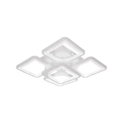 Żyrandol LED z pilotem FELY 80 W, 5 kwadratów, światło zimne/ciepłe/neutralne, ściemnialny, biały 