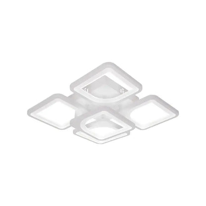 Żyrandol LED z pilotem FELY 80 W, 5 kwadratów, światło zimne/ciepłe/neutralne, ściemnialny, biały 