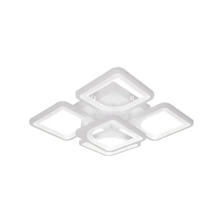 Żyrandol LED z pilotem FELY 80 W, 5 kwadratów, światło zimne/ciepłe/neutralne, ściemnialny, biały 