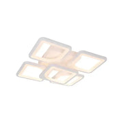 Żyrandol LED z pilotem FELY 80 W, 5 kwadratów, światło zimne/ciepłe/neutralne, ściemnialny, biały 