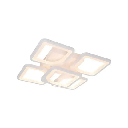 Żyrandol LED z pilotem FELY 80 W, 5 kwadratów, światło zimne/ciepłe/neutralne, ściemnialny, biały 