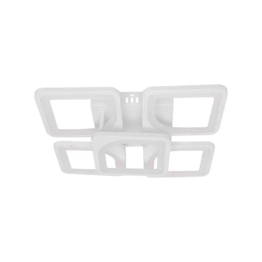 Żyrandol LED z pilotem FELY 80 W, 5 kwadratów, światło zimne/ciepłe/neutralne, ściemnialny, biały 