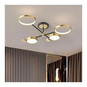 Żyrandol LED z pilotem GRUPCES 80 W, 4 elementy, światło zimne/ciepłe/neutralne, ściemnialny, kolor złoty czarny