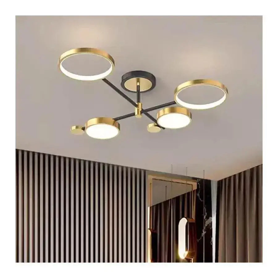 Żyrandol LED z pilotem GRUPCES 80 W, 4 elementy, światło zimne/ciepłe/neutralne, ściemnialny, kolor złoty czarny