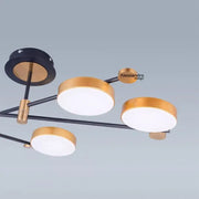 Żyrandol LED z pilotem GRUPCES 110 W, 6 elementów, światło zimne/ciepłe/neutralne, ściemnialny, kolor złoty czarny