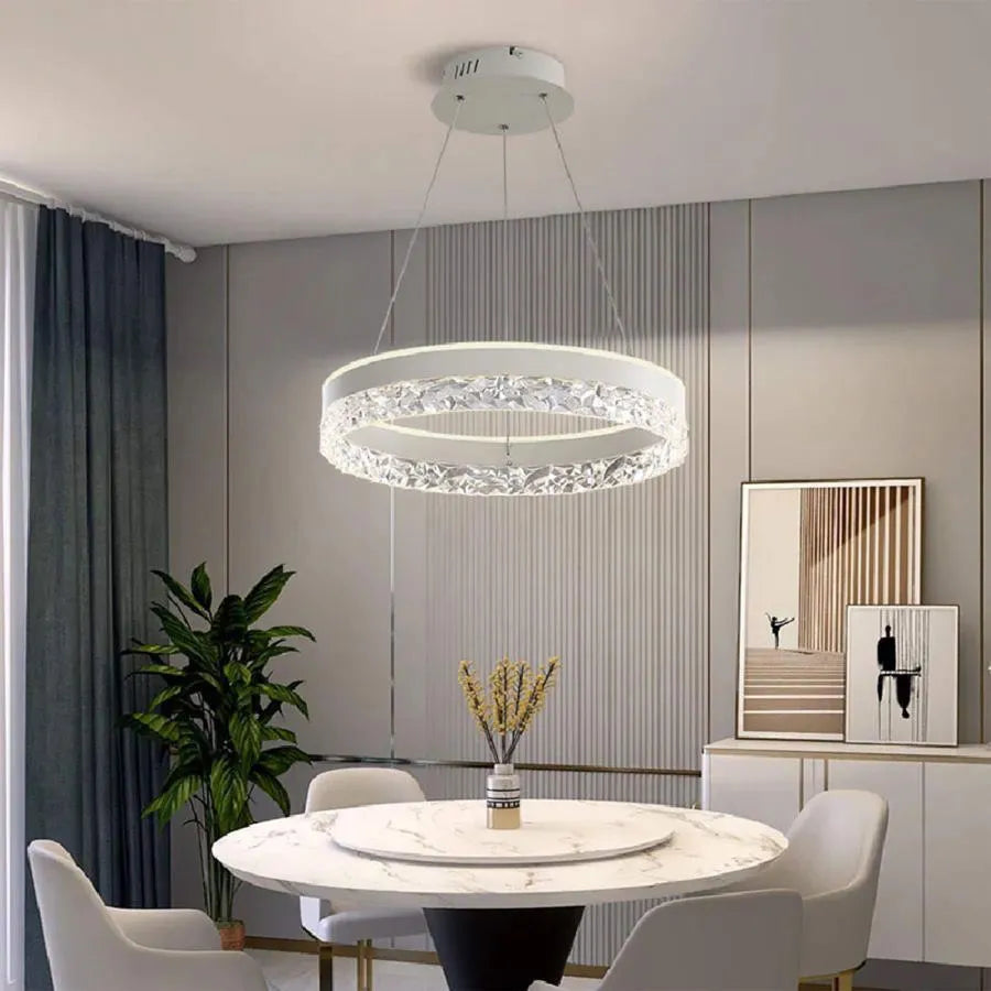 Żyrandol LED z pilotem Iarina 124W ściemnialny biały