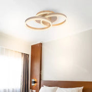 Żyrandol LED LYRA z pilotem, 120 W, 2 koła, ściemnialny, szczotkowane złoto, zimne/ciepłe/neutralne światło