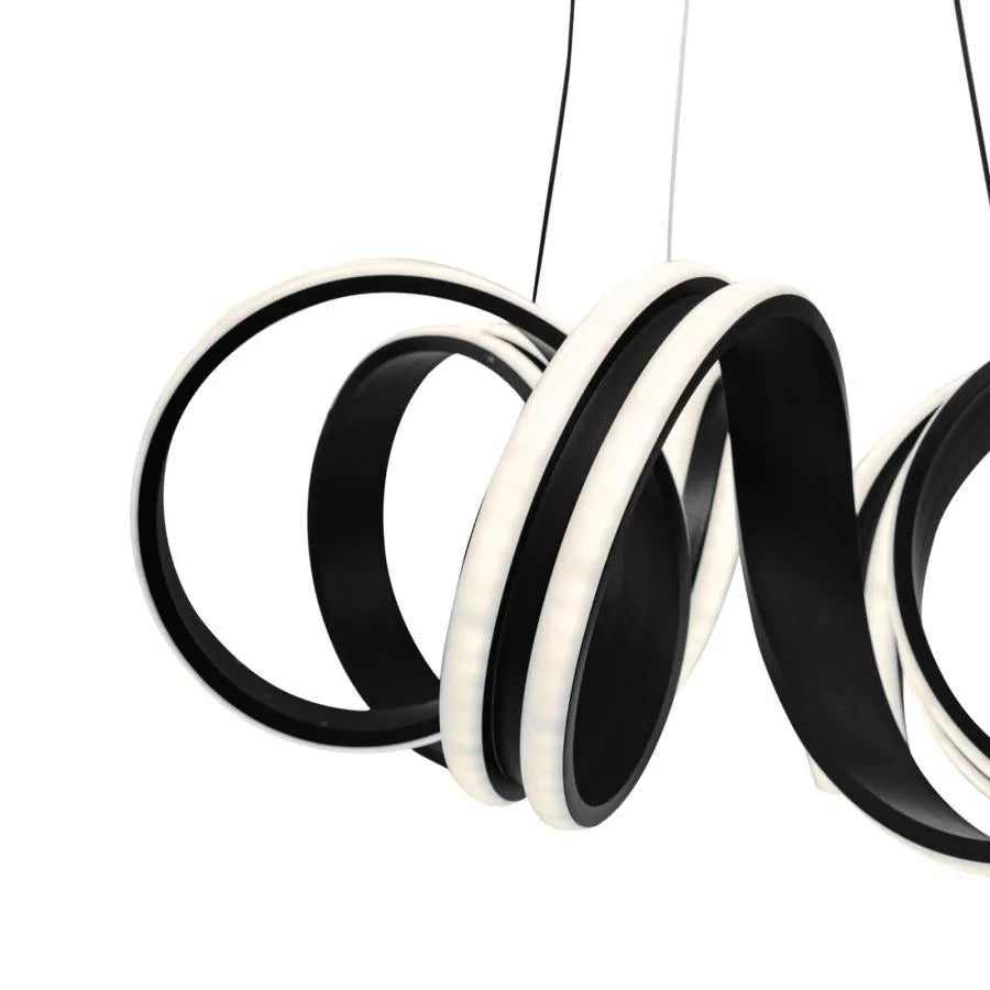 Żyrandol wiszący LED INFINITY TWIST 180 W z pilotem, falisty, światło zimne/ciepłe/neutralne, ściemnialny, czarny, regulowana wysokość