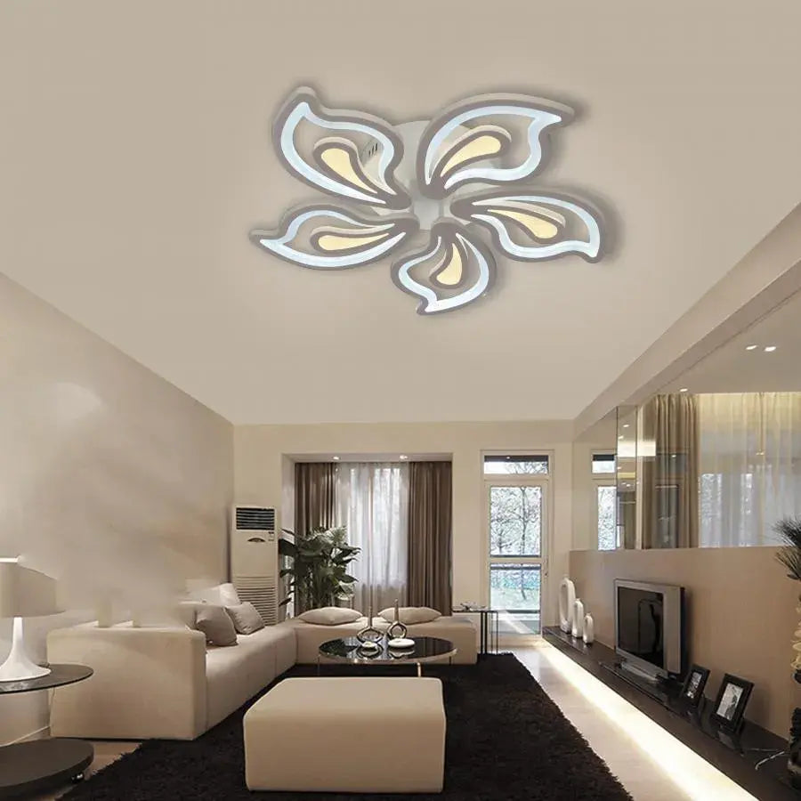 Żyrandol LED z pilotem GLORIOSA, 150 W, 5 płatków, zimne/ciepłe/neutralne światło, ściemnialny, biały 