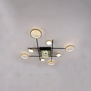 Żyrandol LED z pilotem i kryształem MISEL 168W, 9 elementów, zimne/ciepłe/neutralne światło, ściemnialny, czarno-złoty