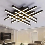 Żyrandol LED z pilotem MORA 160 W, 8 elementów, liniowy, światło zimne/ciepłe/neutralne, ściemnialny, czarny