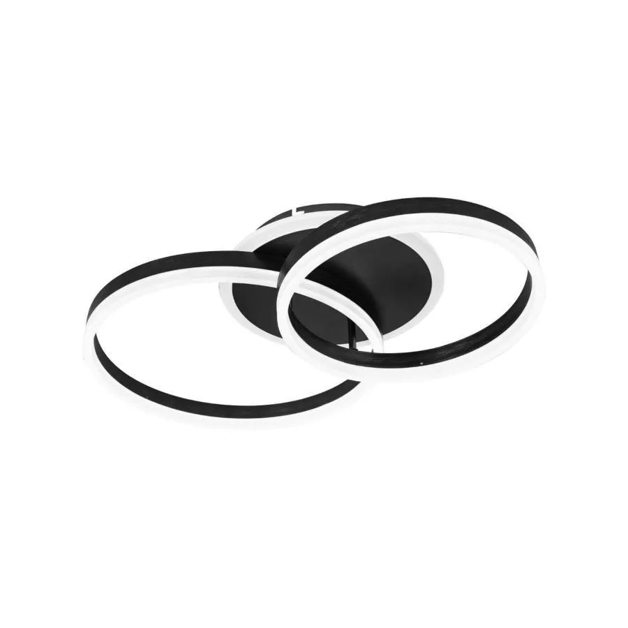 Żyrandol LED z pilotem LYRA 80 W, 2 okręgi, światło zimne/ciepłe/neutralne, ściemnialny, czarny