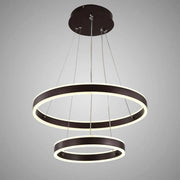 Żyrandol wiszący LED z pilotem OLATHE 180 W, 2 okręgi, światło zimne/ciepłe/neutralne, ściemnialny, brązowy, regulowana wysokość