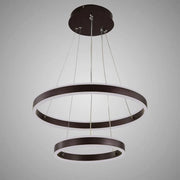 Żyrandol wiszący LED z pilotem OLATHE 180 W, 2 okręgi, światło zimne/ciepłe/neutralne, ściemnialny, brązowy, regulowana wysokość