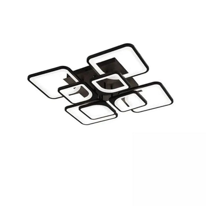 Żyrandol LED z pilotem ZOE, 8 kwadratów, 130 W, światło zimne/ciepłe/neutralne, ściemnialny, czarny 