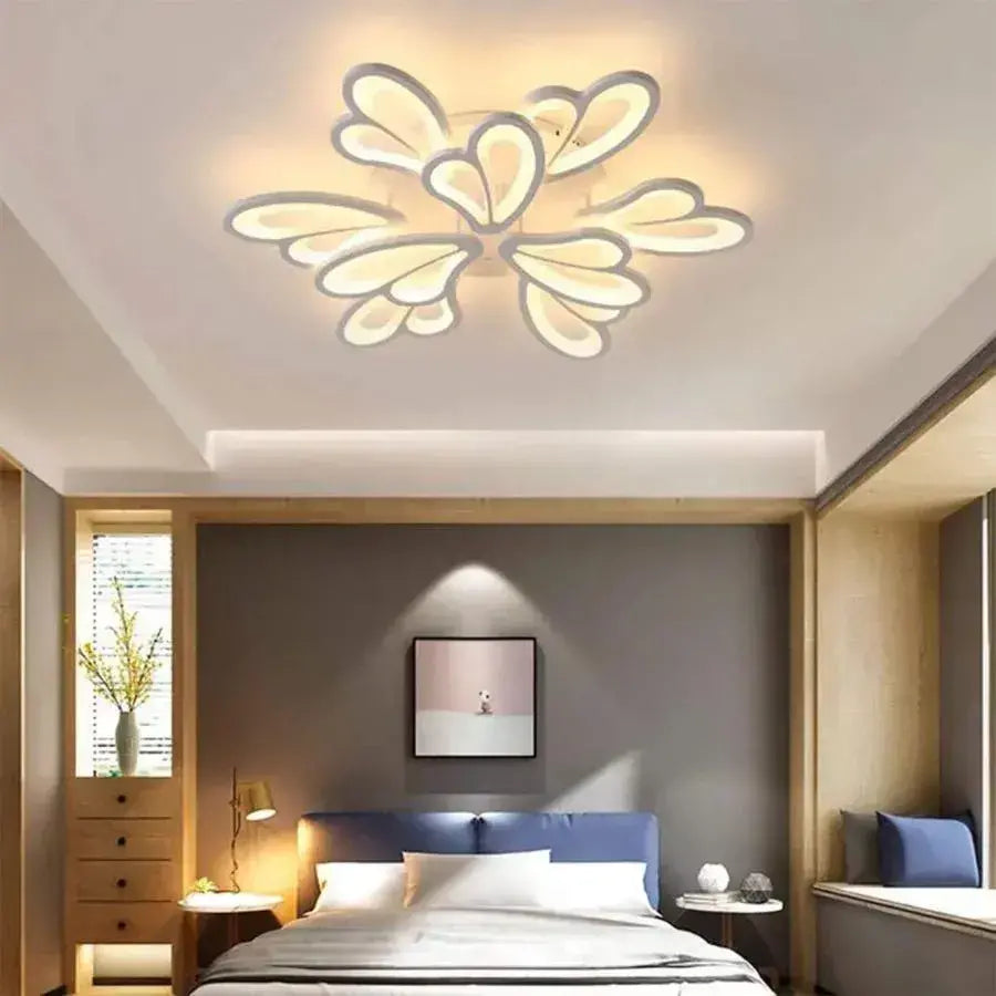 Żyrandol LED z pilotem BLOSSOM Grand, 107W, 9 płatków, zimne/ciepłe/neutralne światło, ściemnialny, biały