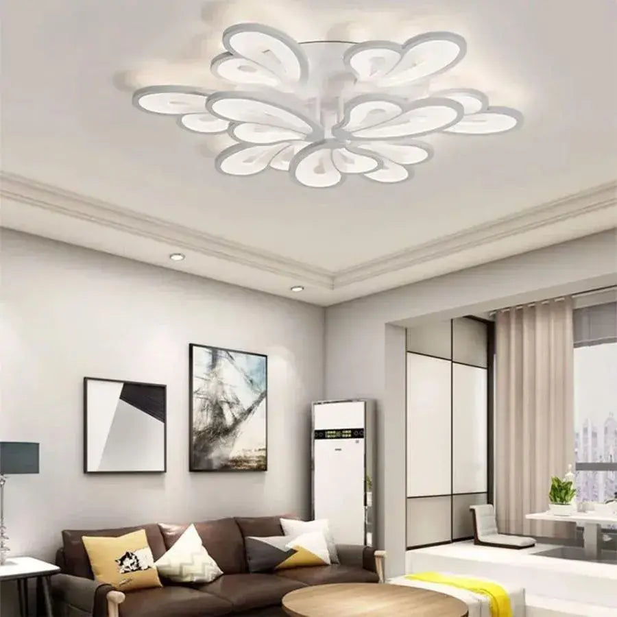 Żyrandol LED z pilotem BLOSSOM Grand, 107W, 9 płatków, zimne/ciepłe/neutralne światło, ściemnialny, biały